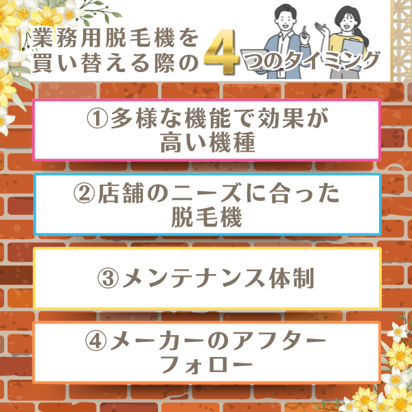 業務用脱毛機を買い替える際のポイント4つ