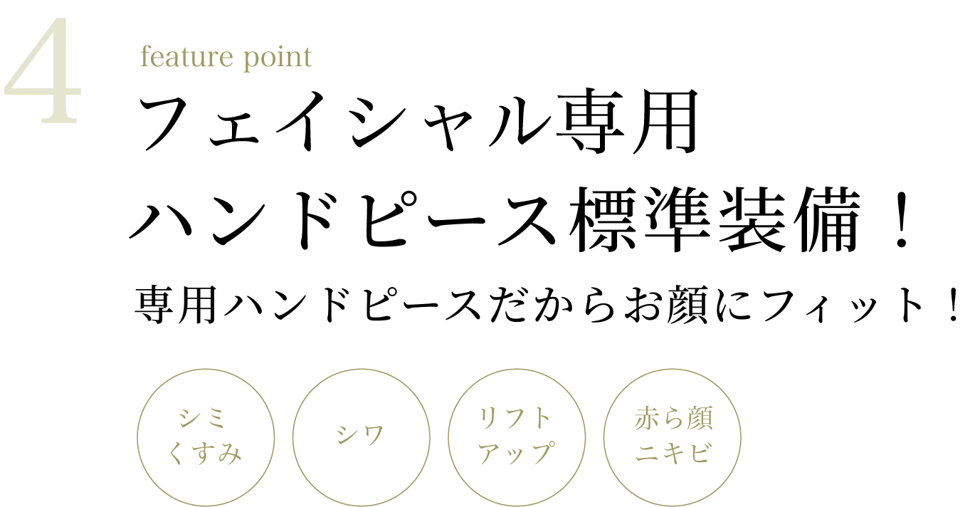 フェイシャル専用ハンドル標準装備！